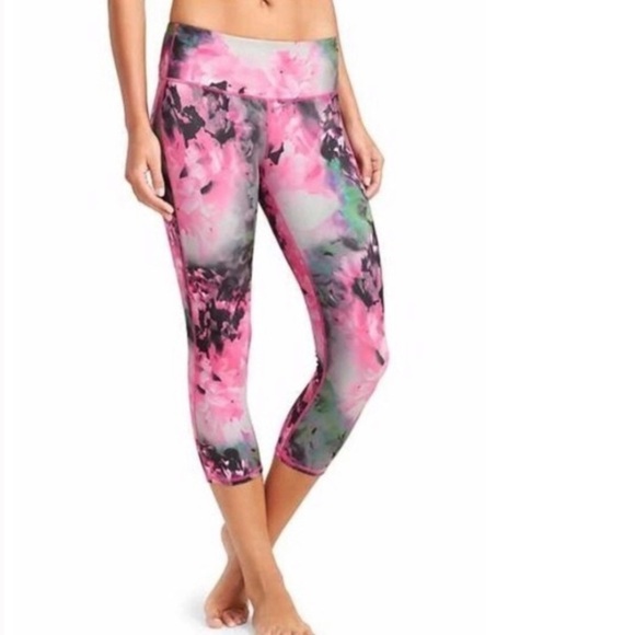 ATHLETA Bloom Chaturanga Crop Capri Leggings XS Floral Girly Yoga Workout - Picture 1 of 5
